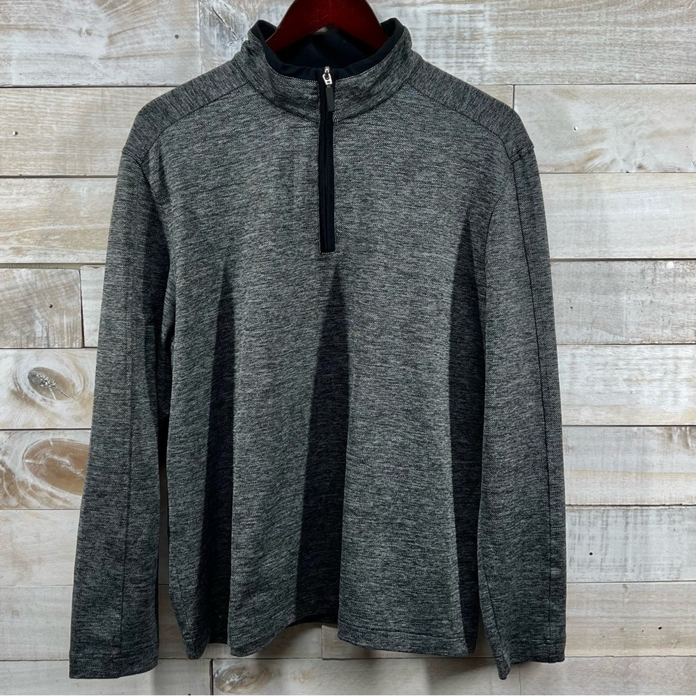 Johnston Murphy Sweater Mens Large Gray 1/4 Zip Pullover Casual‎ Office Business